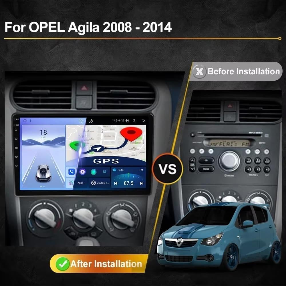 Car Radio dla SUZUKI Splash Ritz OPEL Agila 2008-2012 9 Inch Android 15 In-Cell Touch Scree Car Player Fm Bluetooth Gps Wifi Dla, 8 Core 8G+256G