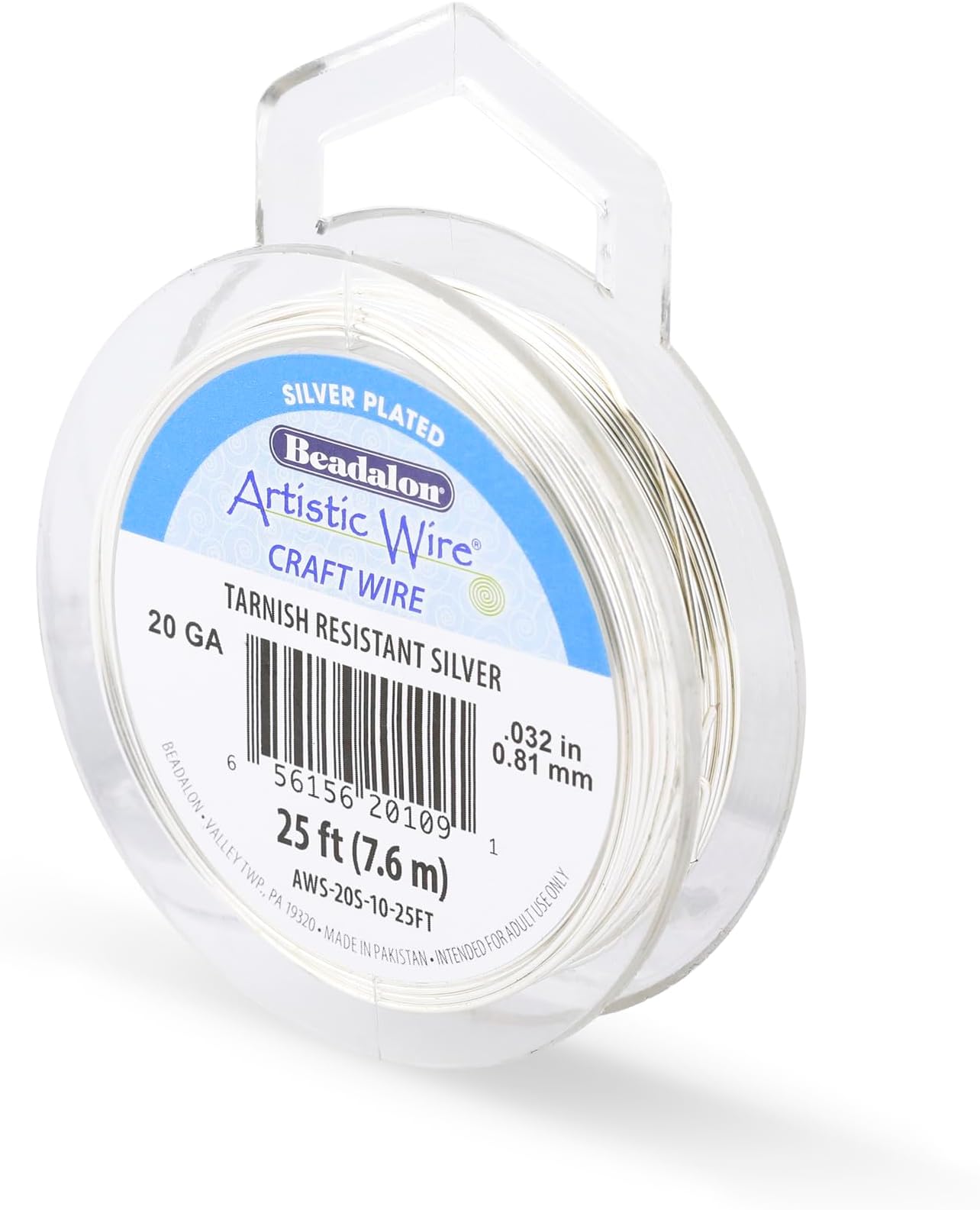 20 Gauge Silver Plated Tarnish Resistant Colored Copper Craft Wire, Tarnish Resistant Silver, 25 ft