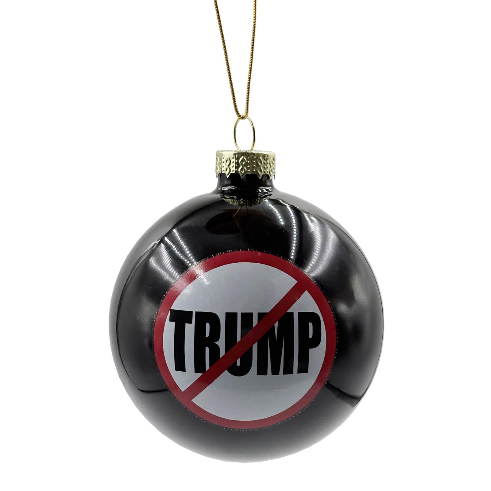 No Kings in America FDT Glass Blown Ornament, Yard Sign, Window Decor, Keep The Immigrants Deport The Racists, BLM, Black Ball for Christmas Tree