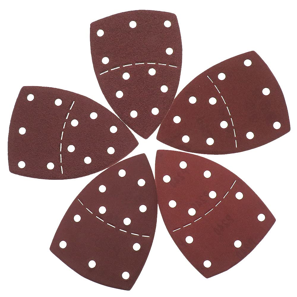 100 hojas de lija separables, papel de lija triangular, 105 x 150 mm, 11 agujeros, disco de lija de bucle de gancho, grano 40/60/120/150/240, h, 40 120 180 240 320