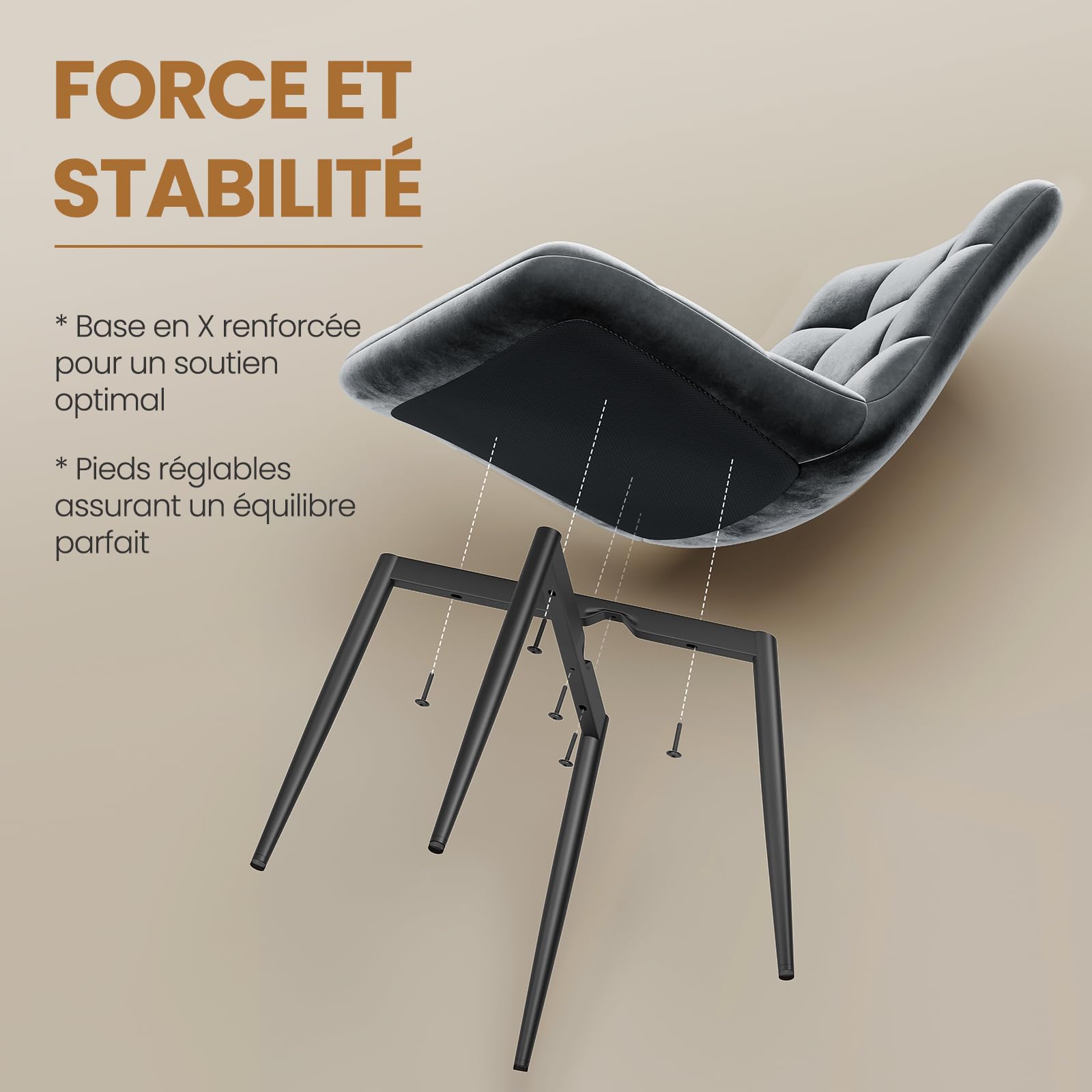 INRE Chaises de Salle à Manger Lot de 4 Gris Foncé