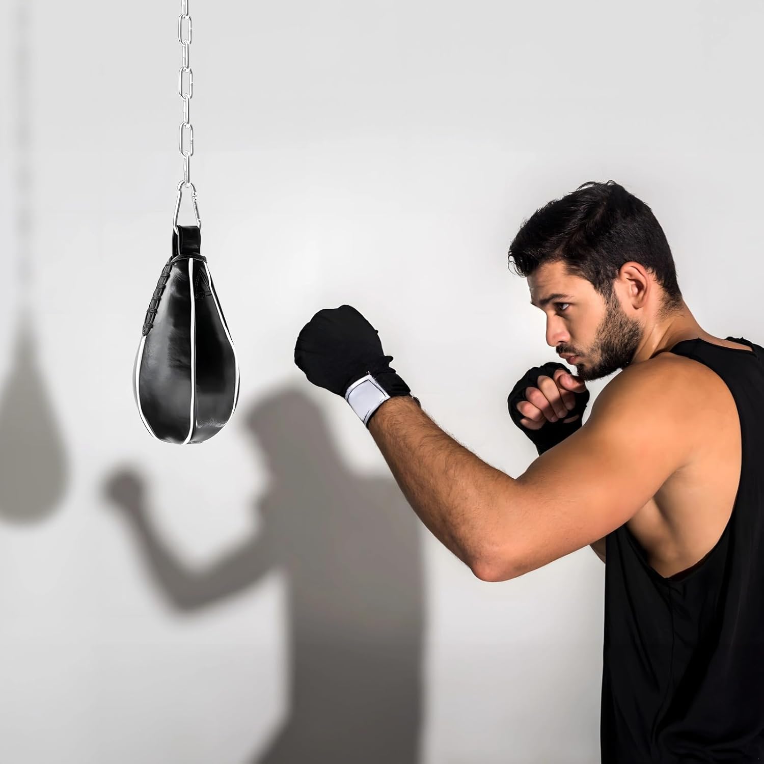 Pu Leather Double End Speed Punching Bag with Chain Mount, Pro Boxing Reflex Ball for MMA Fighters, Striking Ball for Hand-Eye Coordination and Speed Practice