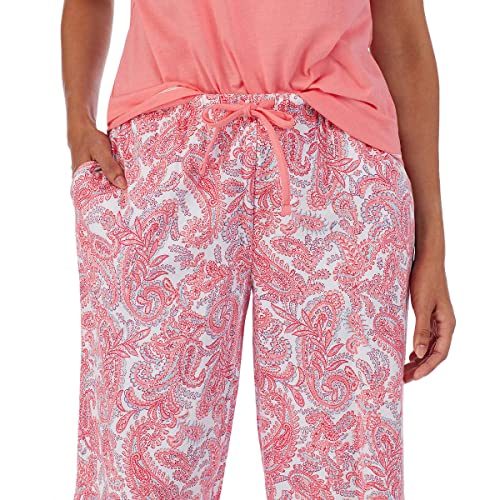 Carole Hochman Women's 4 Piece Pajama Set - Tank Top, Short Sleeve Top, Short, And Capri Pant (Pink-Paisley, Xxl) #TOP5