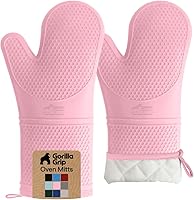 Vista 11 de GORILLA GRIP - Juego de guantes de horno de silicona suave sin BPA, guantes de cocina resistentes al calor e impermeables, forro de algodón grueso