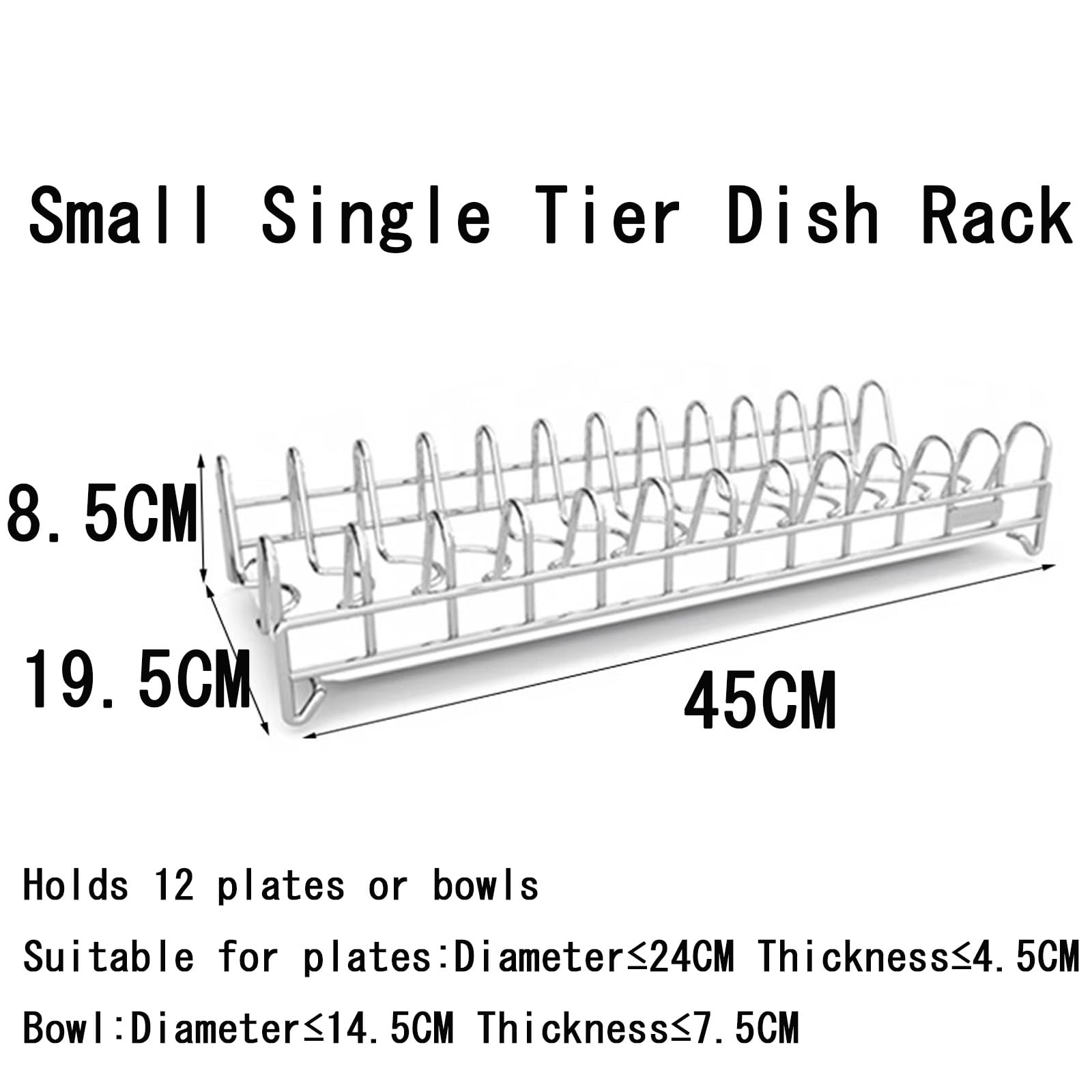 Geschirrhalter für die Küche, Geschirr-Organizer aus Edelstahl for den Schrank mit Teller-Wäscheständer in verschiedenen Größen(45CM x 19.5CM x 8.5CM)