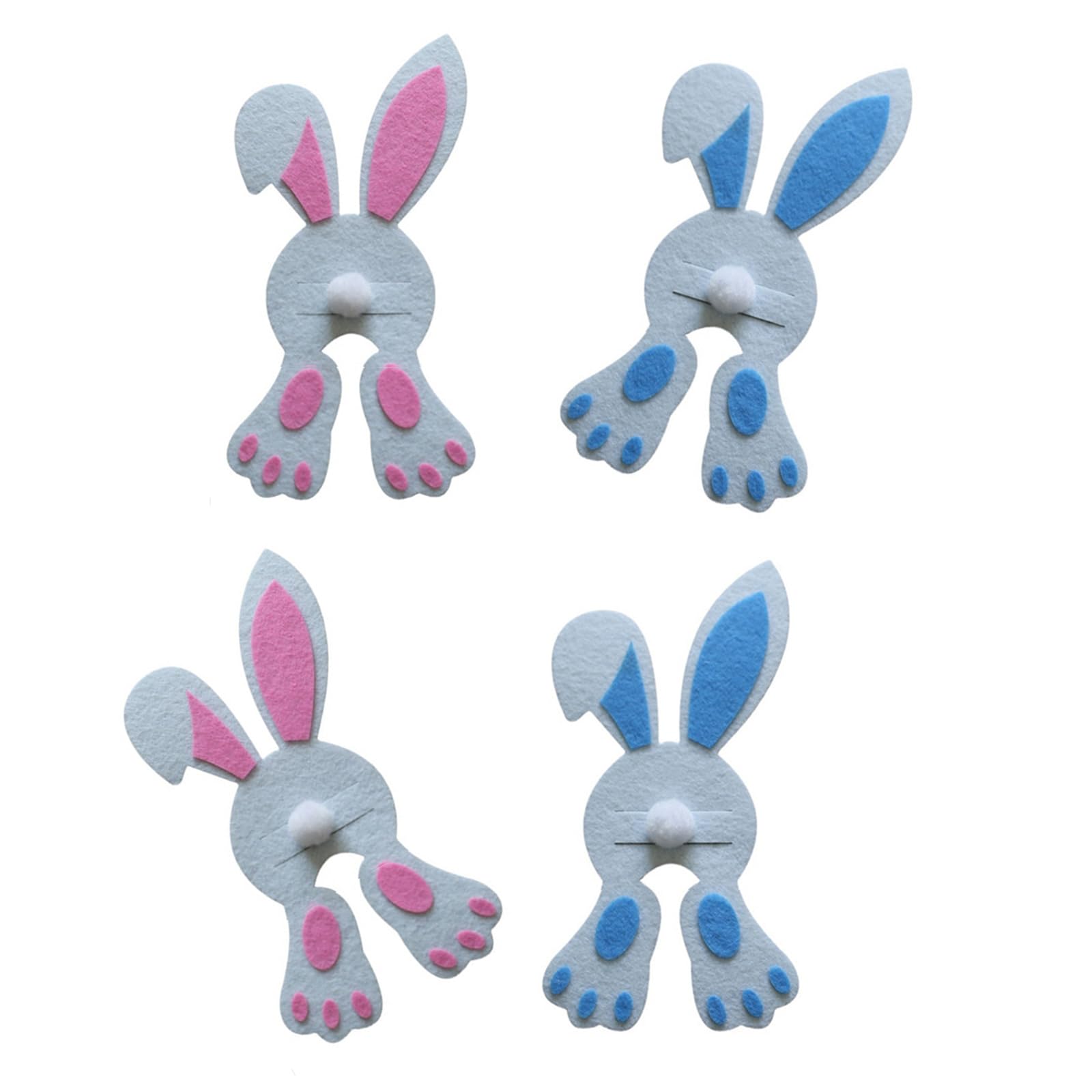 Hsioluted 4Pcs Rabbits Shape Pocket Cutlery Bag Easters Silverware Holder Tableware Decorations Cutter Fork Flatware Bags Gift Rabbits Shape Pocket Cutlery Bag Decoration Supplies Friend