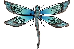Enthralling Outdoor Metal Wall Decor: Dragonfly Elegance Adorns Your Outdoor Haven