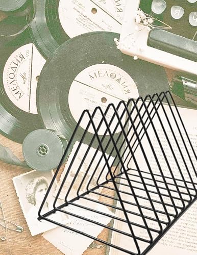 AZKEEGREY 2 Stück Metall Zeitschriftenständer, Desktop Schallplatten Aufbewahrung, 9 Steckplätze Vinyl Halter für Vinyl Schallplattenständer, Büro, Dokumente, Magazin