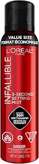 L’Oréal Paris Infallible 3-Second Makeup Setting Spray Jumbo Size, Microfine Mist for up to 36H Wear, Lightweight, Transfer Proof, Waterproof, Dries in 3 seconds, 150ml