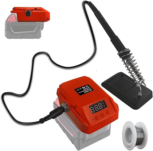 Kit de soldadura de soldador inalámbrico, estación de soldador para batería Milwaukee de 18 V, pantalla LED, pistola de soldadura ajustable de