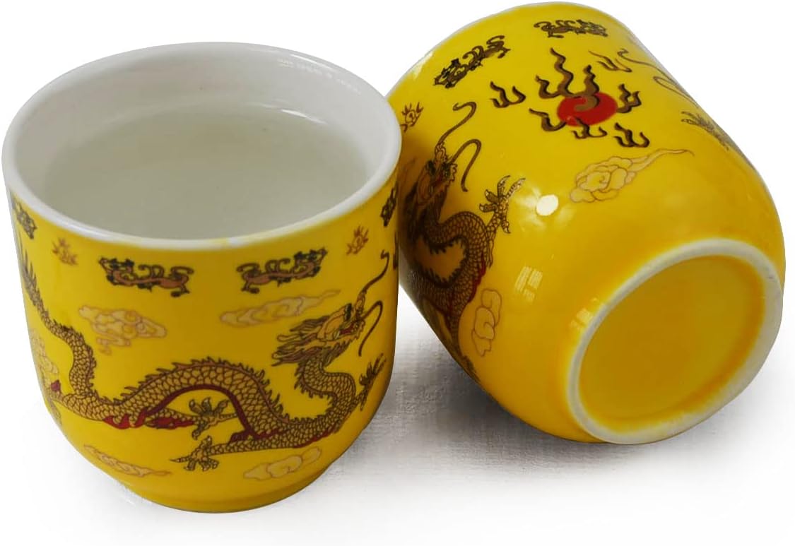 Ceramic Teapot With 6 Tea Cups Stainless Filter Wire Infuser for Home Office Tea Set (Dragon)