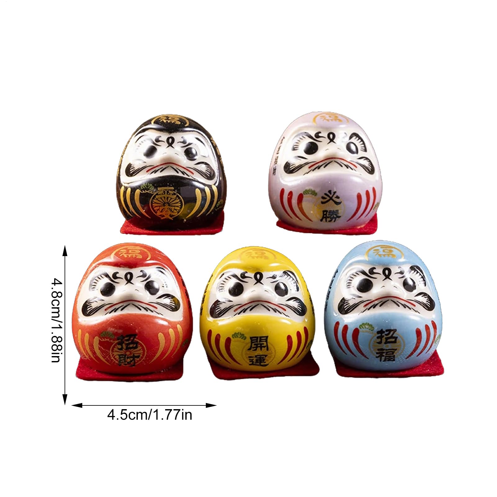 Amazon.co.jp: 日本だるま 小, 一套五个装陶瓷达摩日本达摩娃娃 日本达