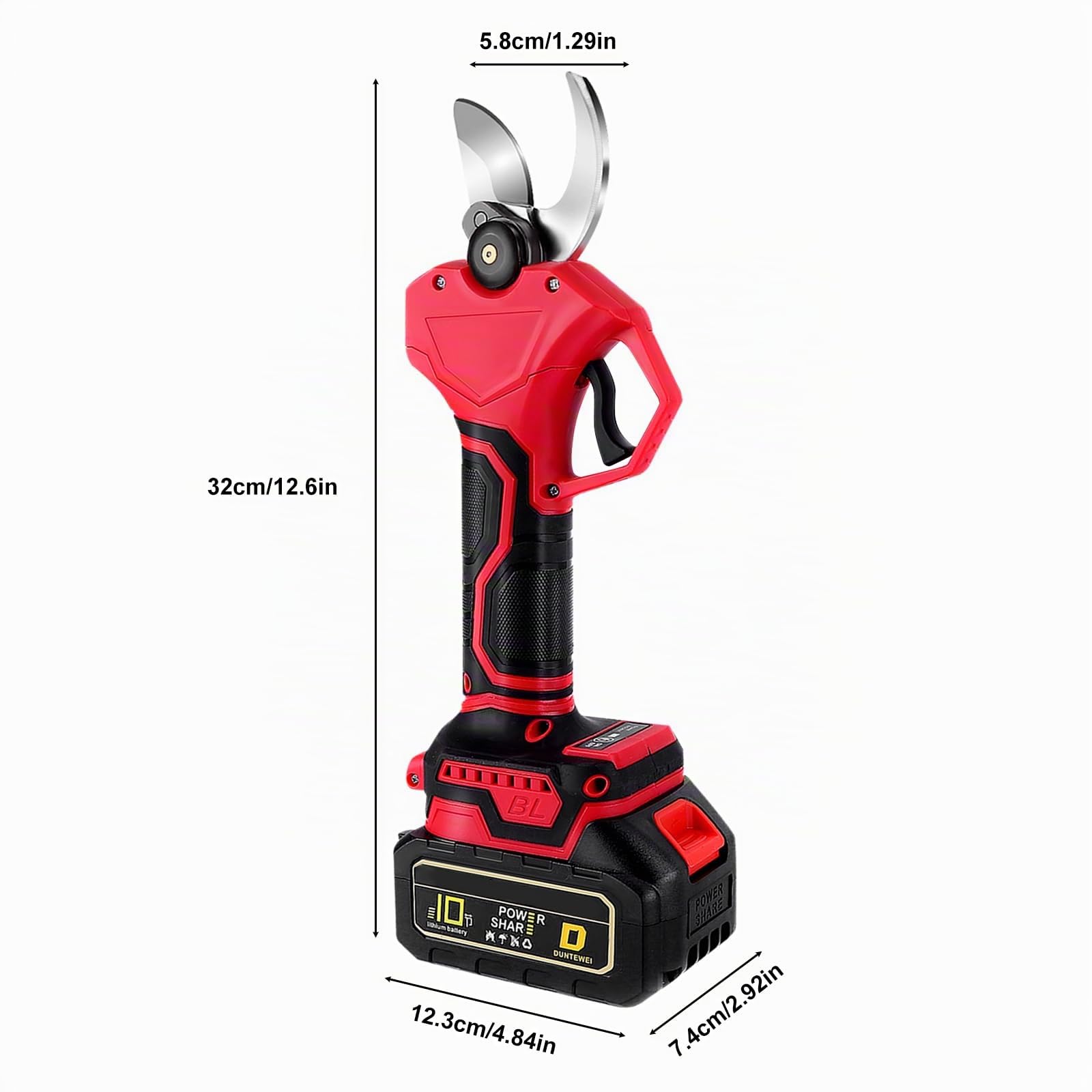 Tijeras de Podar Eléctricas, Tijeras de Podar con Baterías 2x3000mAh, Tijeras de Poda de 40 mm con Display, Tijeras de Podar con Motor Brushless para Jardinería