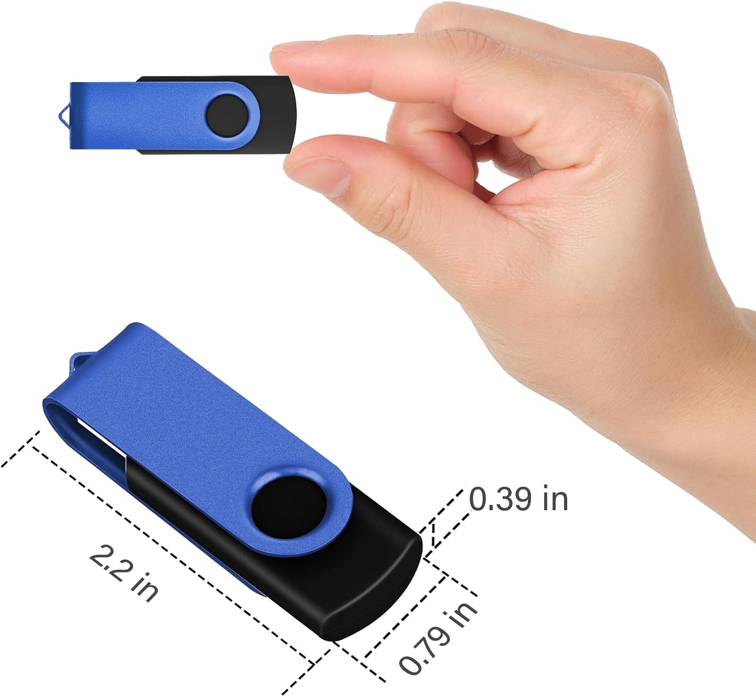 EASTBULL Flash Drive Bulk512MB USB 50 Pack with Lanyards USB 2.0 Thumb Drive Bulk Memory Stick Swivel Pen Drive for Storage and Backup 512MB 50 Pack, Blue