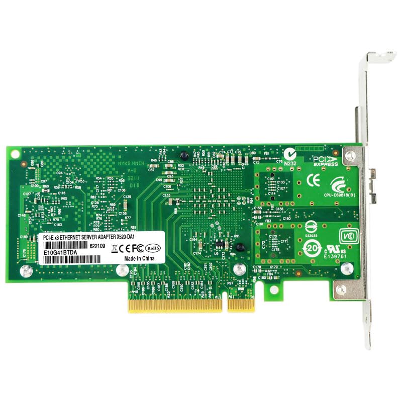 Millennium Technology 10Gb Intel chipset Compatible X520-DA1 NIC Single SFP+ Port Ethernet Converged Network Adapter PCIe x8 with Intel 82599ES... - Image 6