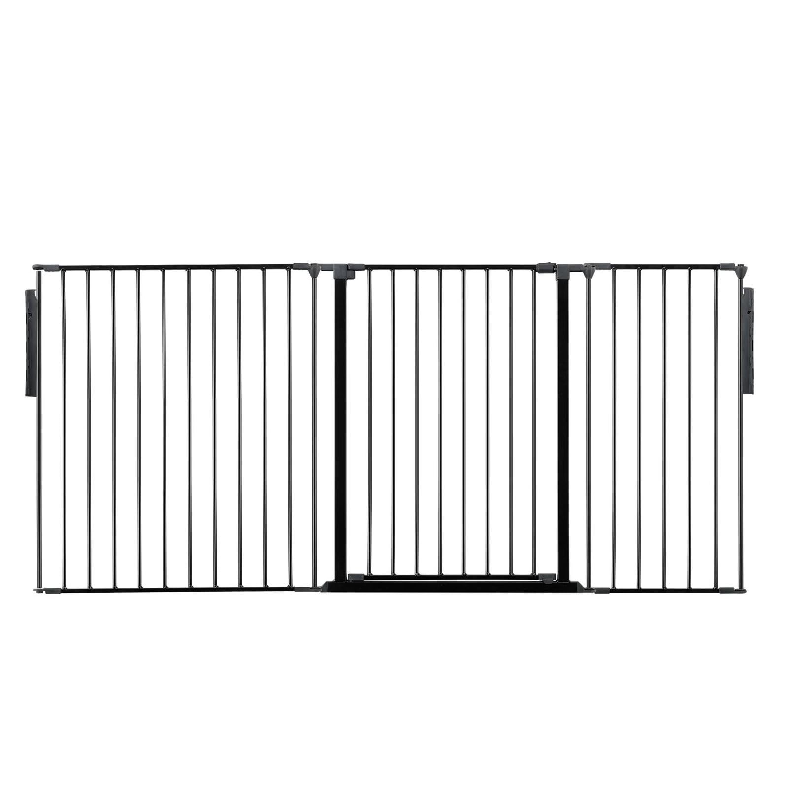Safetots Premium Extra Tall Room Divider, up to 200cm Wide, Black, 105cm Tall, Multi Panel Flexible Room Barrier, Room Divider with Door for Baby and Toddler, Easy Installation