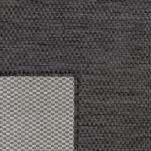 Paco Home Outdoor Teppich Flachgewebe Sisaloptik Modern Einfarbig meliert wetterfest & pflegeleicht Küchenteppich Ideal für Terrasse Balkon Garten, Grösse:160x220 cm, Farbe:Anthrazit