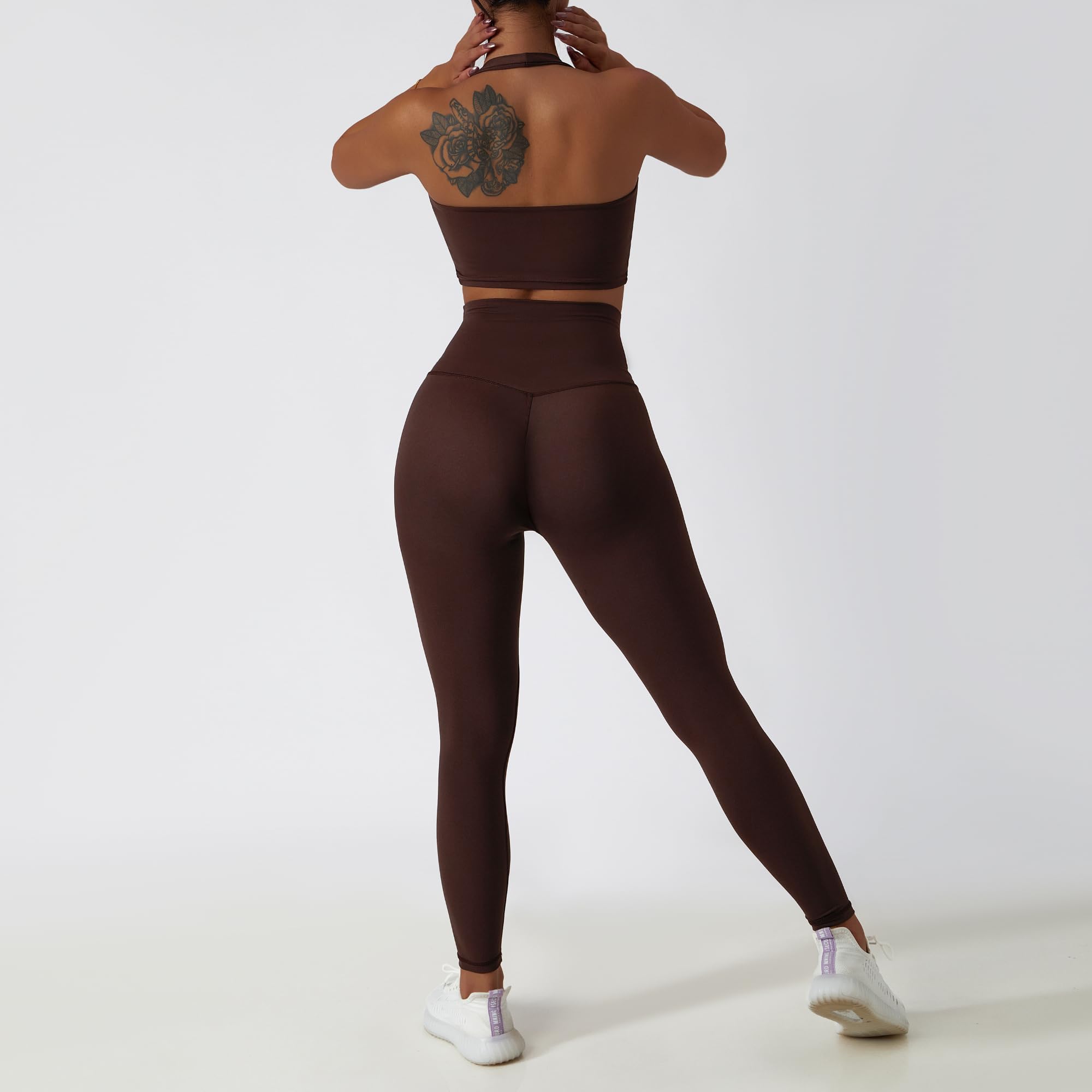 Conjunto de entrenamiento de 3 piezas para mujer, brasier deportivo, leggings y chaqueta con agujeros para los pulgares, ropa deportiva para yoga, gimnasio, correr, entrenamiento
