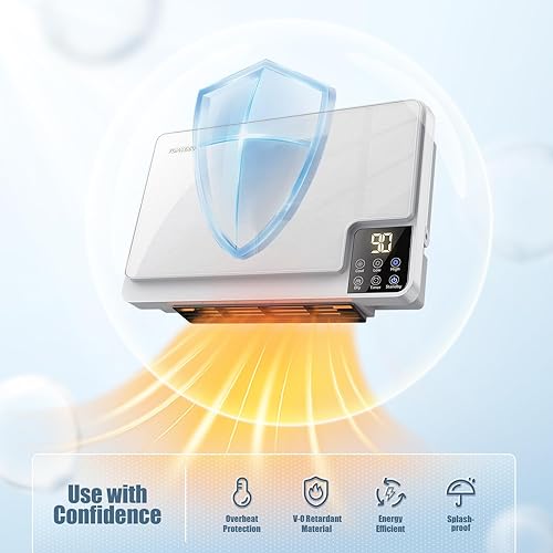 Miniatura 7 de Calentador eléctrico para uso en interiores, calentador de pared enchufable de cerámica de 1500 W, calentador de pared montado en el piso o en la