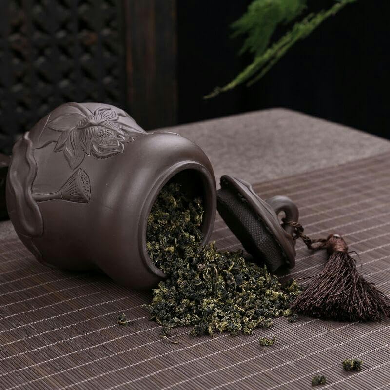 14 * 10CM Barattoli in Ceramica di Loto con Coperchi Barattoli ermetici in Ceramica per tè e caffè Barattoli per Zucchero in Porcellana Vintage in Argilla Viola
