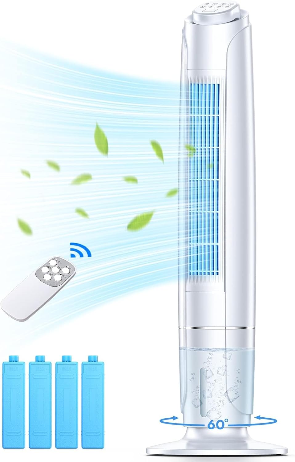 FANCOLE 43INCH Evaporative Air Cooler, 12H Timer for Auto-Off & 20FT Remote, 1 Gal Water Tank, Portable Air Conditioners w/Cool Mode & 3 Speeds, Wider Oscillating, Air Cooler for Room Bedroom Office