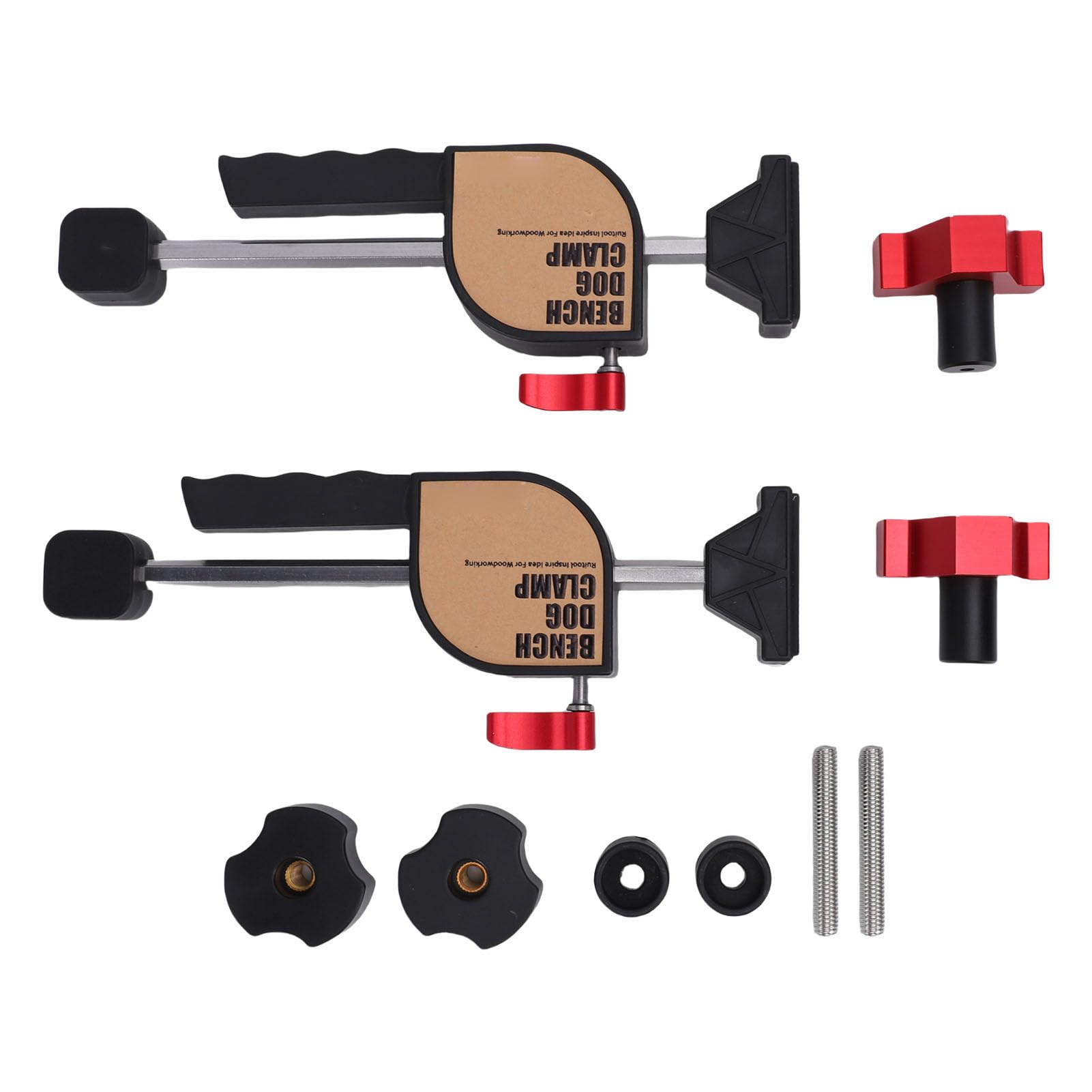 Morsetto per cani da banco Morsetto per cani da banco Kit di morsetto a vite regolabile per progetti di lavorazione del legno con fori da 19 mm Cuscinetto in gomma plastica in