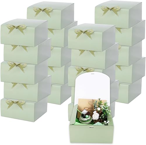 Miniatura 1 de JarThenaAMCS 20 cajas de regalo verde salvia con cintas de tapas de 8 x 8 x 4 pulgadas, caja de propuesta de dama de honor con 100 puntos de