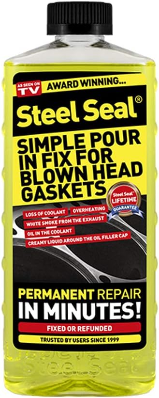 Steel Seal SSAMZ Head Gasket Repair – Pour In Engine Head Gasket Sealer for Water Cooling Systems – Works with All Blue Antifreeze Types – Cars, Vans, 4x4s, Trucks & Motorbikes