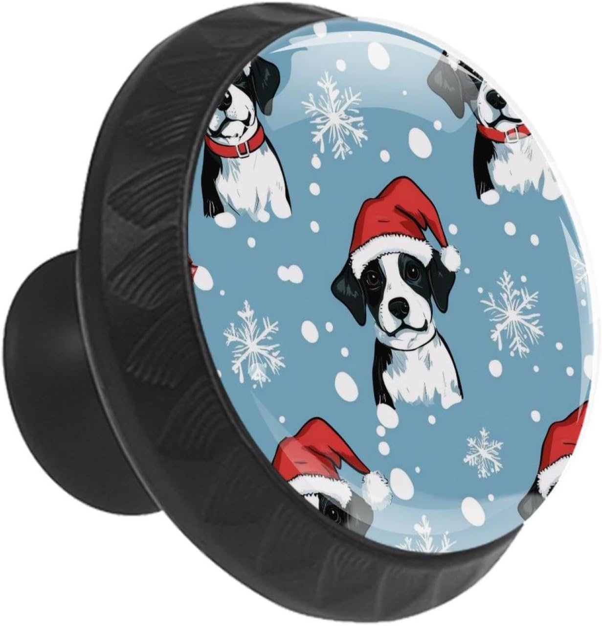 12 Pieces Cute Dachshund Puppy and Dog in Winter Costume Glass Knobs for Dresser Drawers, 1.37 x 1.10 in Round Kitchen Cabinet Pulls for Home Office Nursery Kids Room