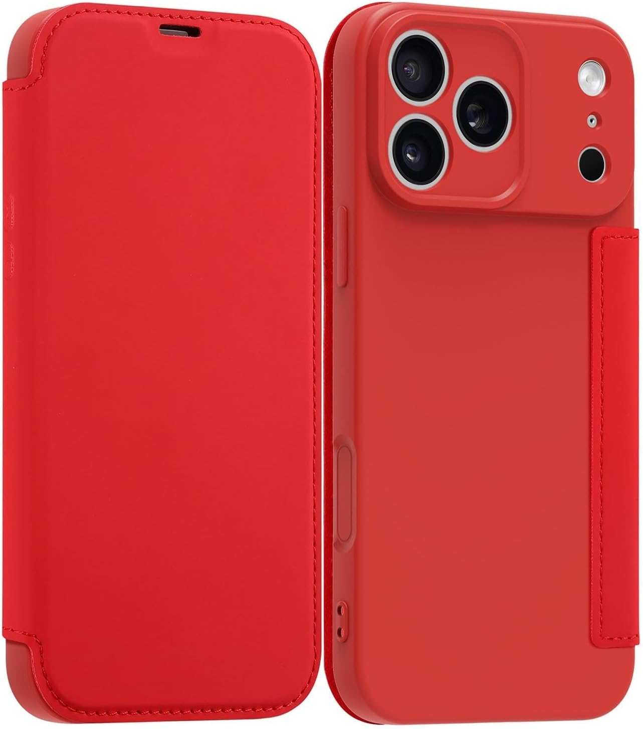 Flip Liquid Silicone Wallet Case for iPhone 17/17 Air/17 Pro/17 Pro Max, Lens Protection Stand Function Slim Protective Cover(Black,17 Air)