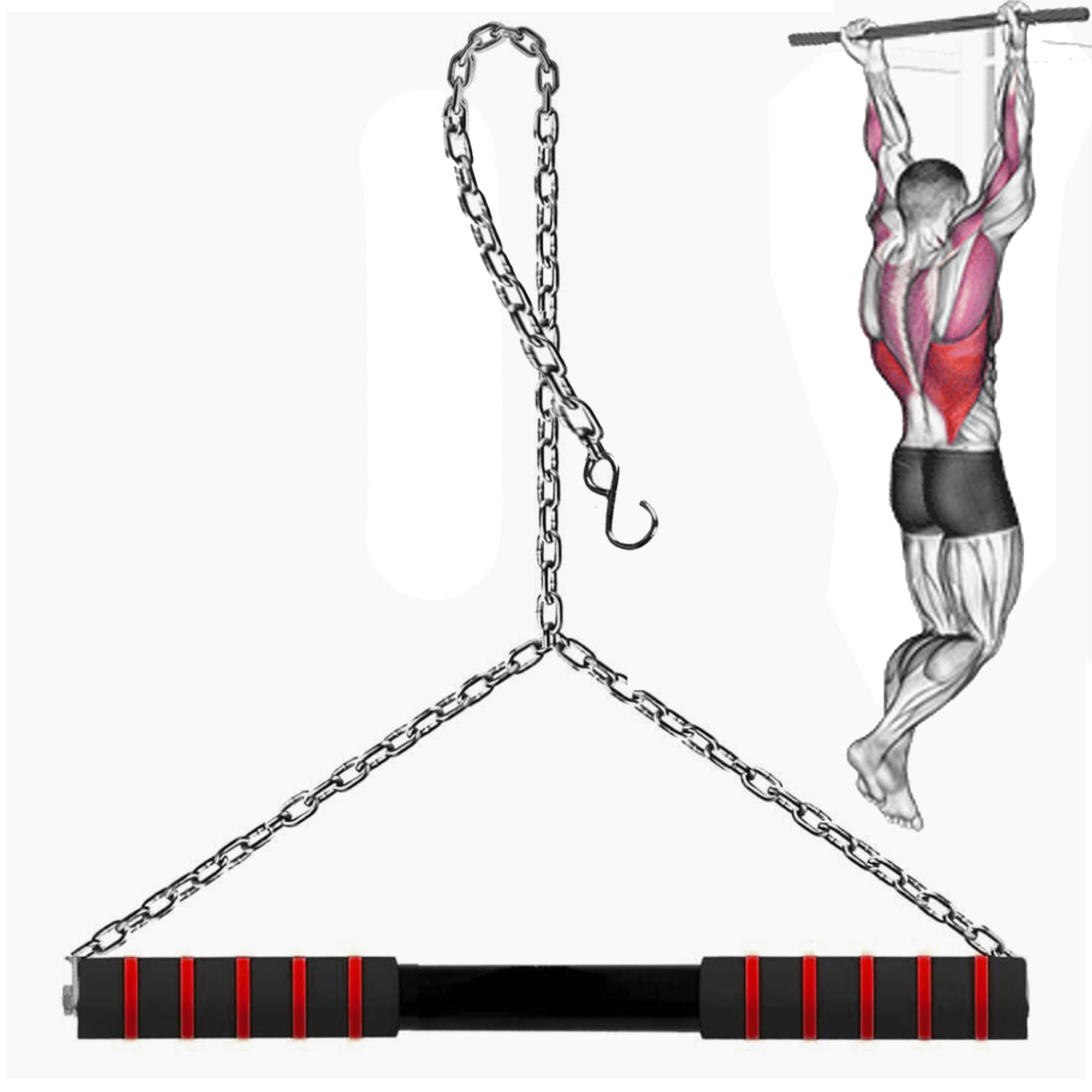 Chin Up Bar SS Compound Material | Monkey Bar | Safe Cushioned Hand Grips | In Room Kids Hanging Rod | Height Growth | Heavy Duty Chain | Home Gym Equipment| 1 Year Brand Warranty-image-16