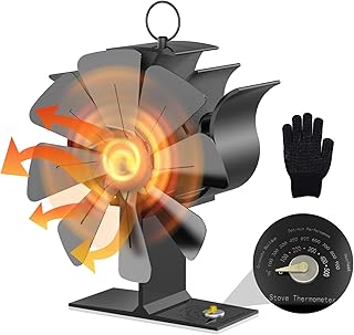 Log Burner Fan, FUOBECIE Upgraded Stove Fan, 8 Blades Woodburner Stove Fan for Wood Burning Stove, Heat Powered Fan for Wood/Log Burners, Fireplaces, Silent Operation, Eco Friendly Circulation