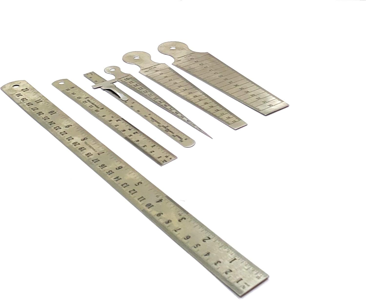 Stainless Steel Measuring Tools (Set of 1 x 6" Rulers, 1 x 12" Ruler, 3 x Bore Gauges & 1x 6" Depth Gauge cum Ruler)