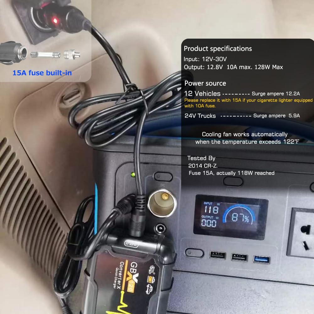 Amazon.com: 12V 24V 120W Quick Charger Car Cigar Lighter XT60 Plug  Connector Compatible with Anker SOLIX C300/C1000, EcoFlow Delta 2,Bluetti  AC2A Portable Power Station (12V Quick Charger) : Automotive