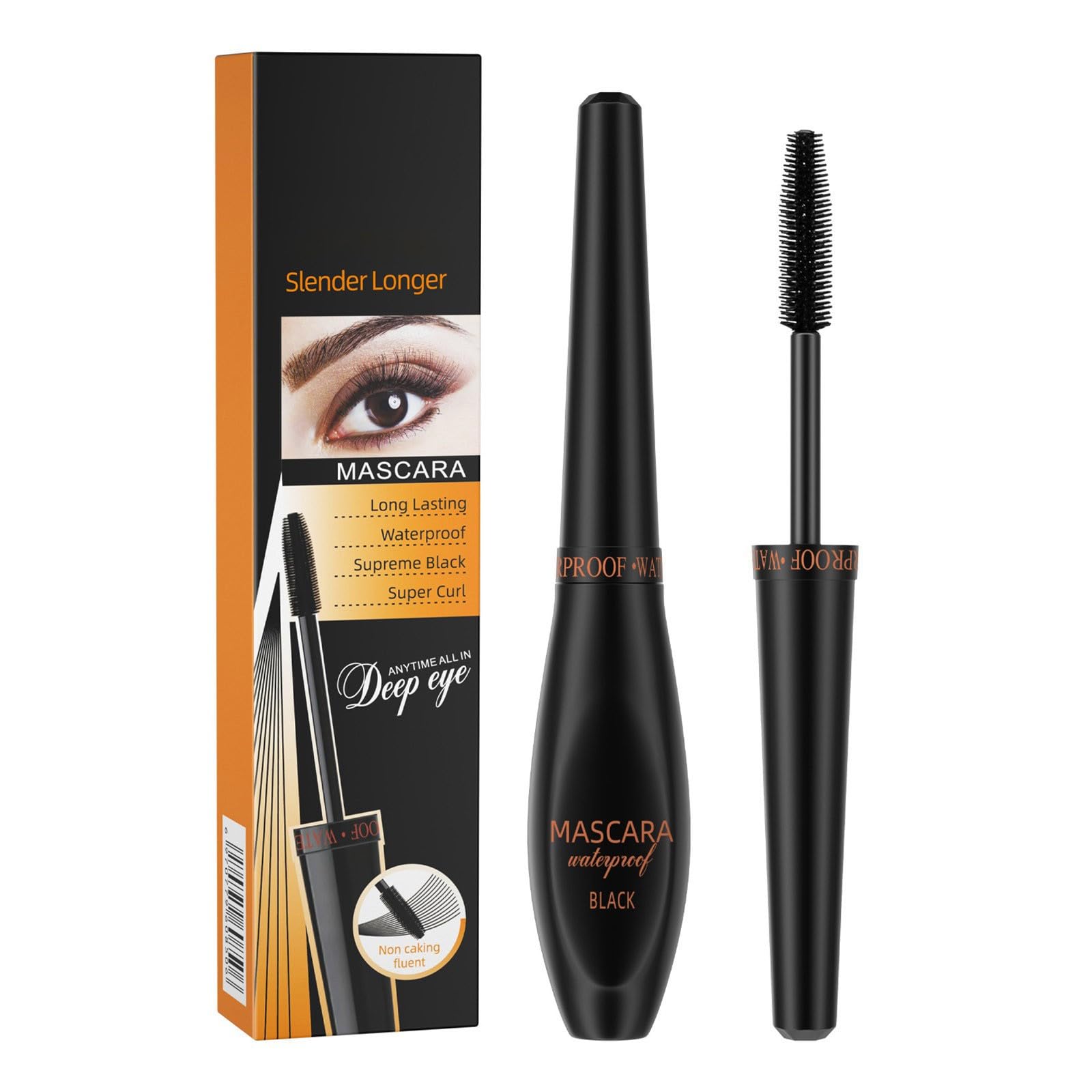 # 4D Silk Fiber Mascara Black For Length And Volume Telescopic Mascara Washable Proof Thickening Lengthening No Clumping Lasting 24H False La 1ml (Black, One Size)