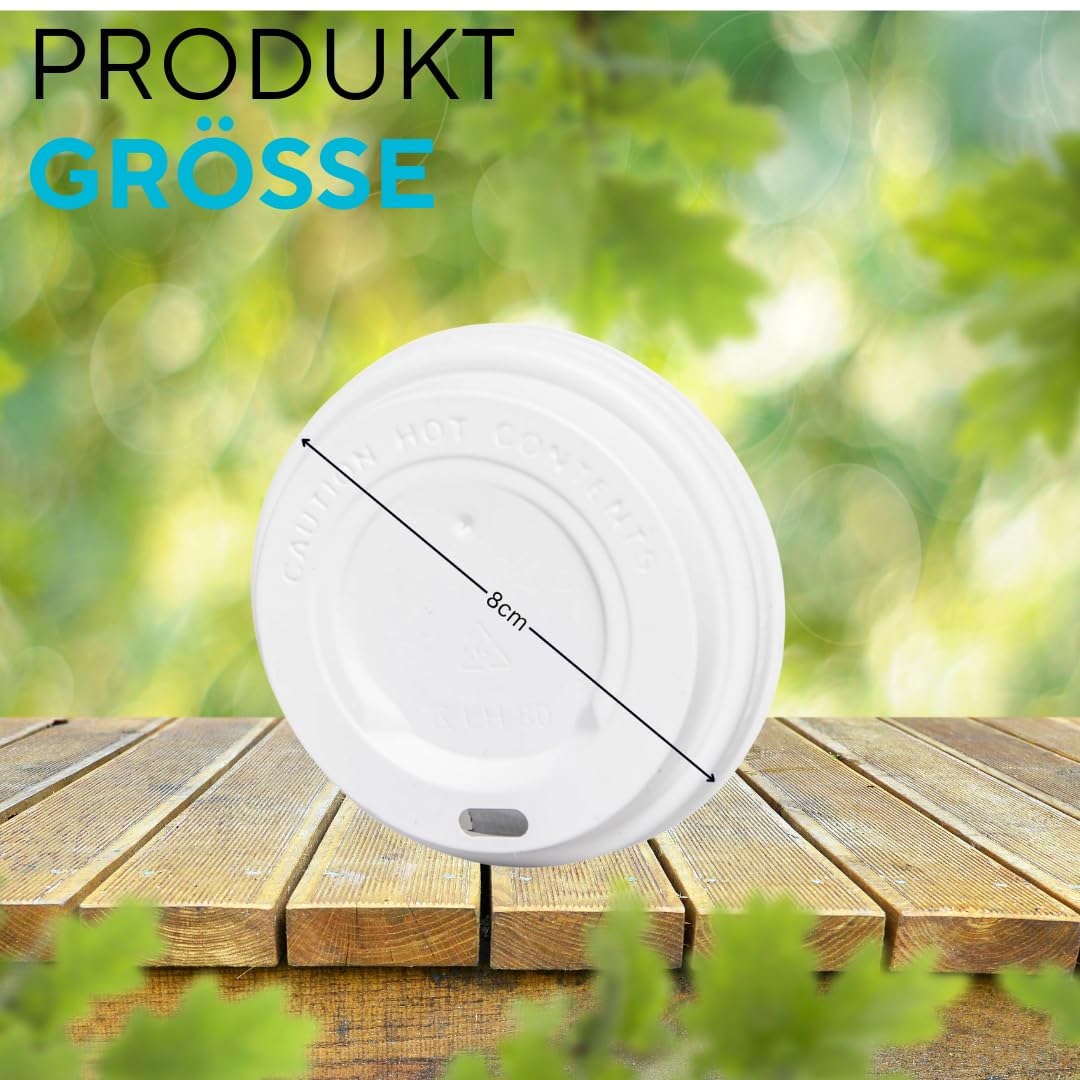 ENpack 1000 Deckel für Kaffeebecher 80mm/8cm Weiß - 0,2l/0,3l - Coffee To Go Deckel für Pappbecher - Kunstoff - Kaffe/Tee/Kakao/Latte Machiato/Cappuccino - Ideal für Unterwegs