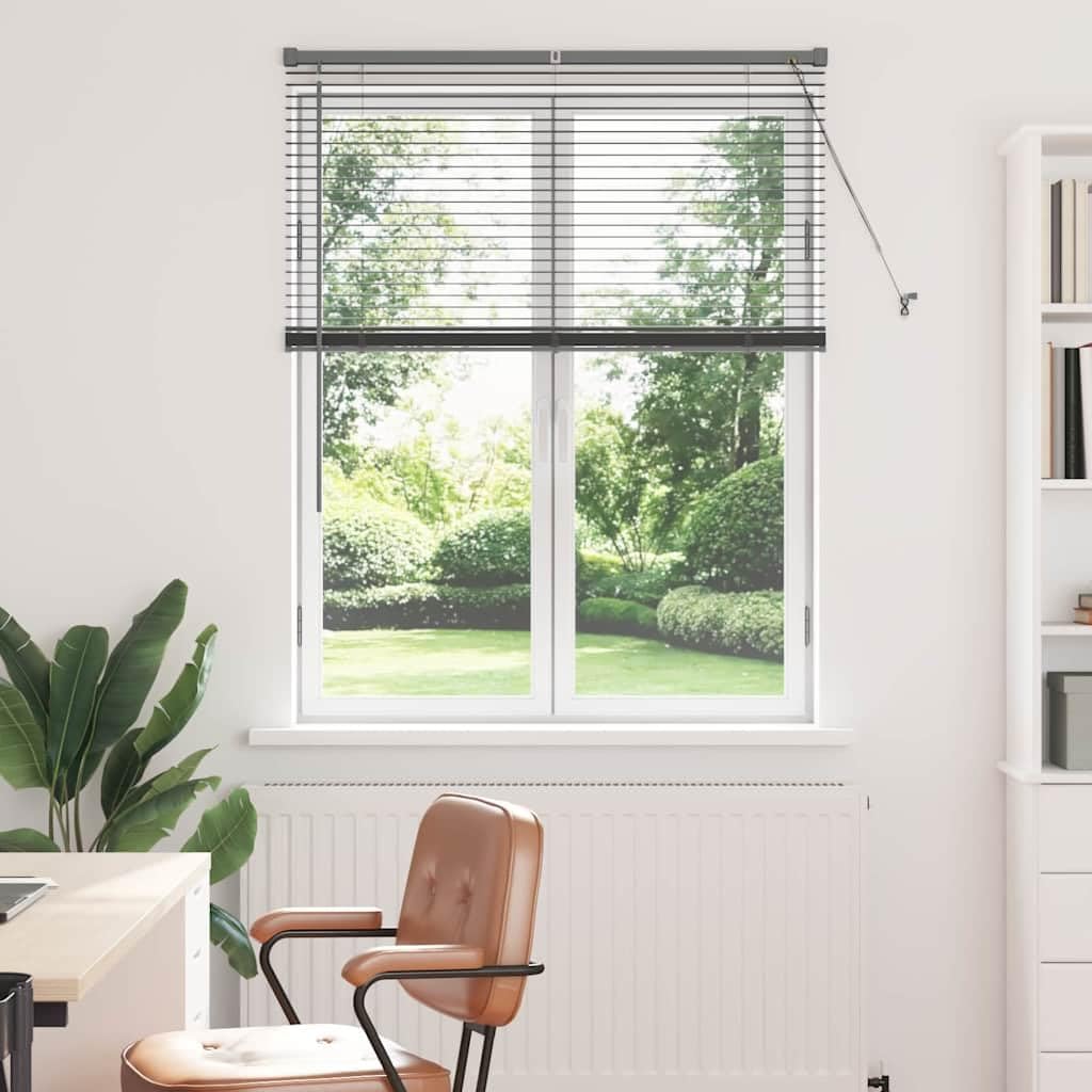Store Vénitien Aluminium Gris Foncé 130 x 105 cm, Store Fenêtre Intérieur pour Salon, Cuisine et Bureau, Brise-Vue Réglable avec Cordon de Tirage et Clip Sécurité