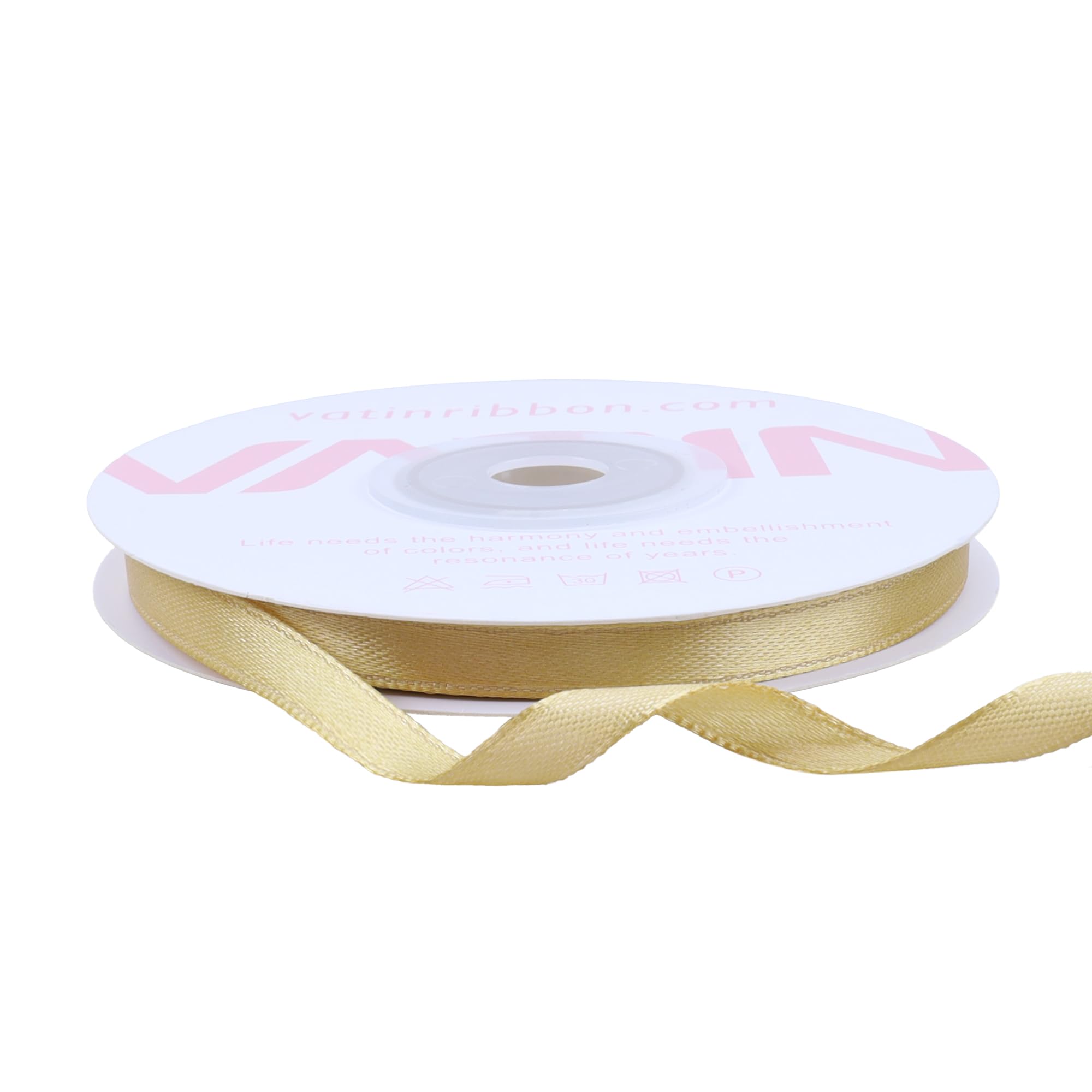 VATIN Gold Satin Ribbon Polyester 6mm X 23m(25 Yards) Craft Fabric Ribbon Perfect for Gift Wrapping,Hair Bow,Party Balloon Trimming - Image 3