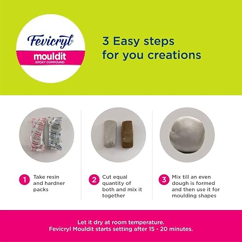Miniatura 2 de Molde Fevicryl de 10 piezas de arcilla de 50 grm para modelar y esculpir, arcilla seca al aire para hacer bricolaje 3D, dibujo, arte y manualidades,