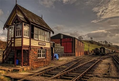 AOFOTO Telón de fondo vintage de 10 x 8 pies, estación de tren antigua, fondo de fotografía del salvaje oeste, locomotora de ferrocarril, casa de disponible en Yaxa Colombia