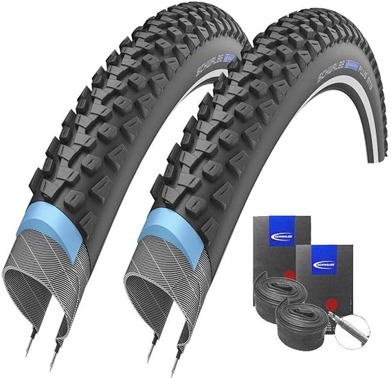 Set 2 x Schwalbe Marathon Plus MTB Reflex Pannenschutz Reifen 29x2.25 + Schwalbe SCHLÄUCHE