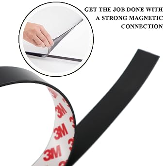A + B Self-Adhesive Multi-Purpose Magnetic Tape Clasp Rolls I Magnetic Strips with Adhesive Backing (3.3 ft + 3.3 ft)