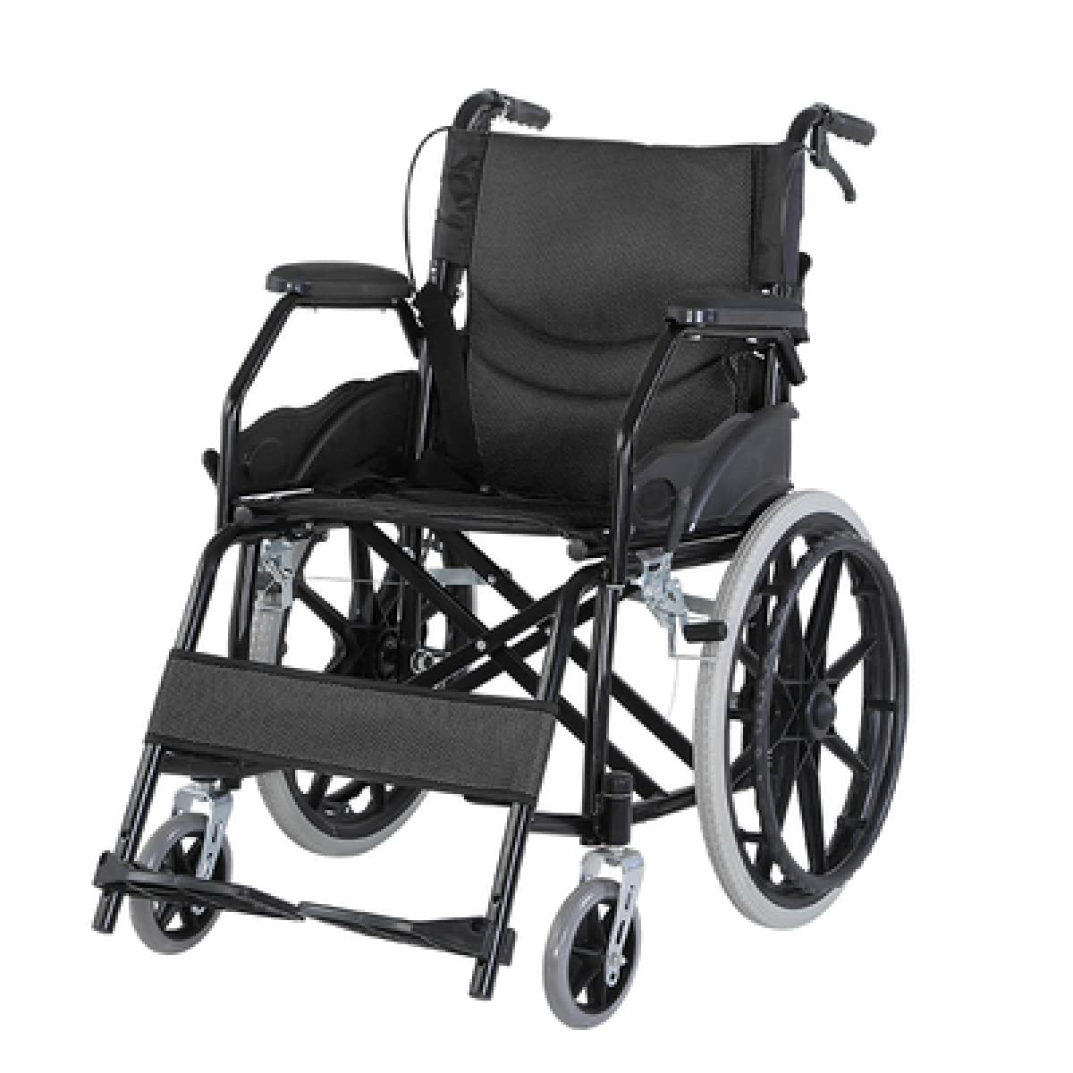 SXSLTSA Steel Folding Household Mobile Portable Wheelchair Self Propelled Travel Chair Mobility Device with Footrests and Backrest for Seniors and Handicapped (A)