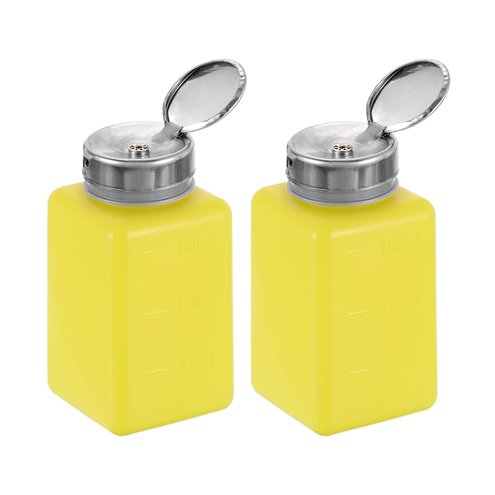 QUARKZMAN 3er-Set Lösungsmittel-Alkohol-Spender 200 Ml (6,8 Unzen) – Praktische Push-Down-Pumpe Mit Edelstahlkopf Für Nagellackentferner, Aceton & Reiniger (Gelb)