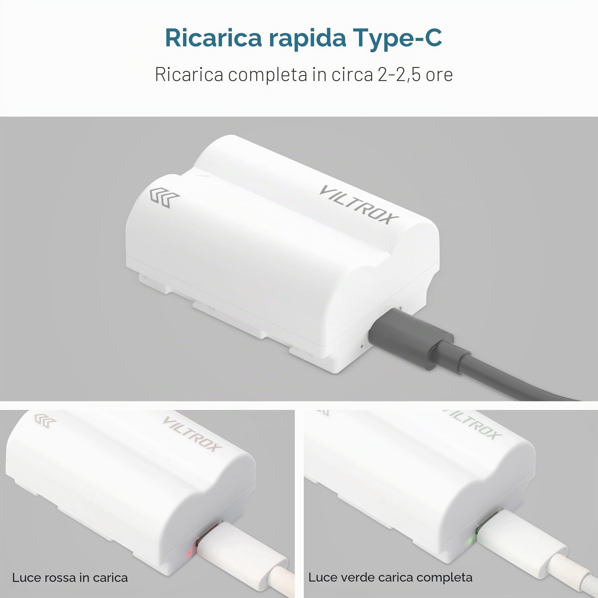 VILTROX 2 Pack NP-W235 2400mAh Batteria di ricambio per fotocamera USB-C con ricarica rapida Type-C da 2,5 ore, ricaricabile, compatibile con Fujifilm X-T5, X-T4, VG-XT4, X-S20, X-H2S, X-H2, GFX50S II