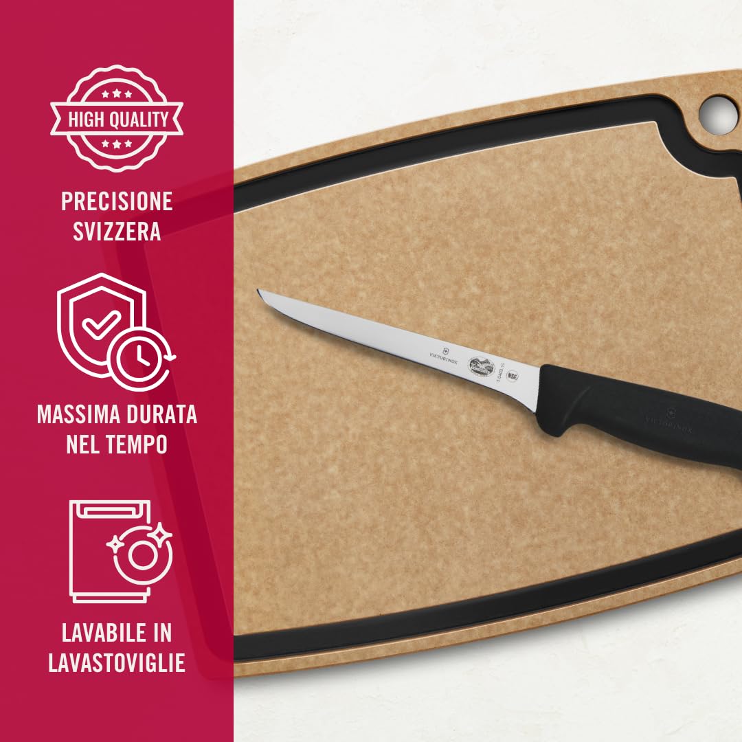 Victorinox Fibrox, Coltello per disossare, Coltello da Cucina Affilato, per Carne e Pollame, 15 cm, Lama Dritta, Rigido, Acciaio Inossidabile, Nero
