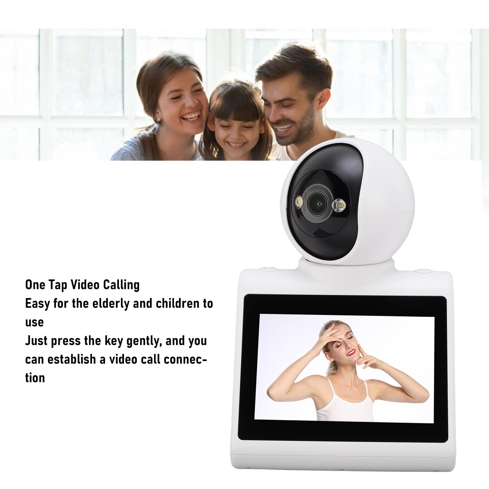 Dwukierunkowa Kamera Wideo, Wewnętrzna Kamera Bezpieczeństwa 1080p z Dużym Ekranem, Jedno Kliknięcie Wideo, Inteligentny Alarm, Elderly/Pet/Baby (64GB)