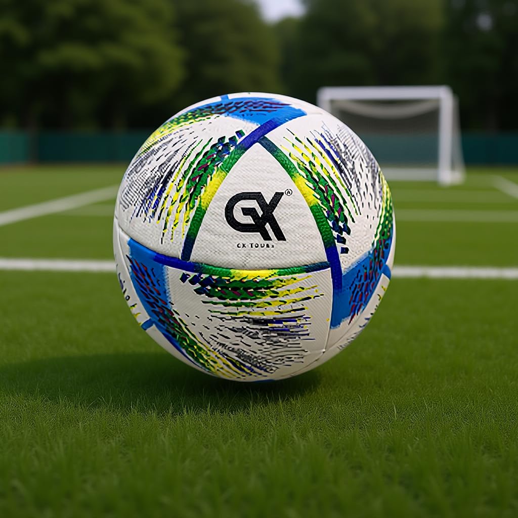PU Fußball Größe 5 Thermo Bonded Seamless World Cup Edition Blau/Gelb/Grün