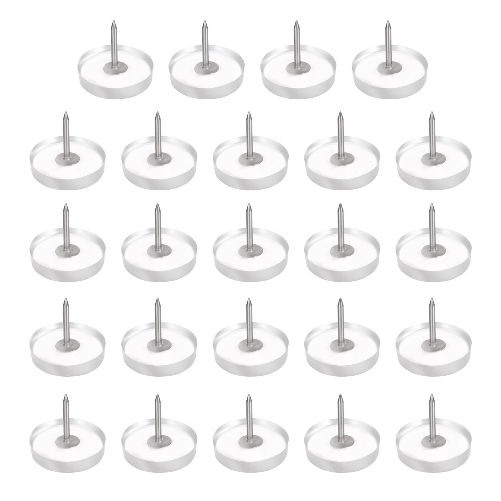 sourcing map 24Pcs Furniture Sliders, 25mm Round Plastic Furniture Guides Nail-on Pads, Hardwood Floor Protectors for Chair, Table, Desk, Cabinet Leg, Transparent โ image 1