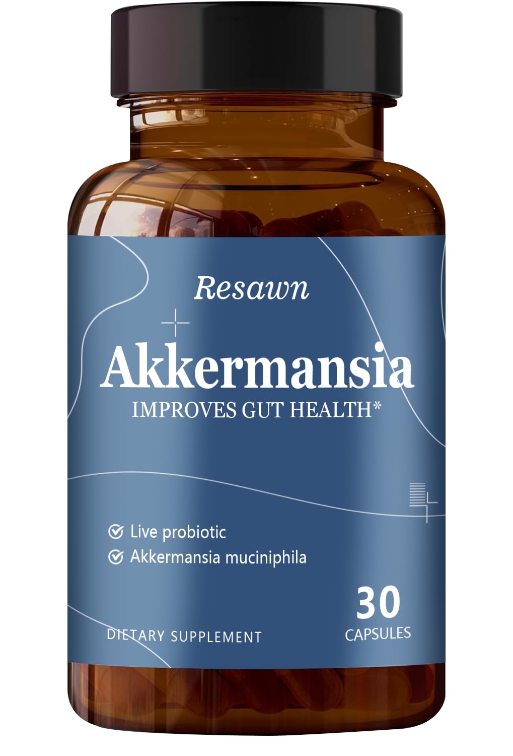 Akkermansia Probiótico com Fibra Prebiótica – 100M AFU Strains Vivos para Apoiar a Produção de GLP-1 & Saúde Intestinal para Homens e Mulheres (30 Cápsulas, 1 Embalagem)
